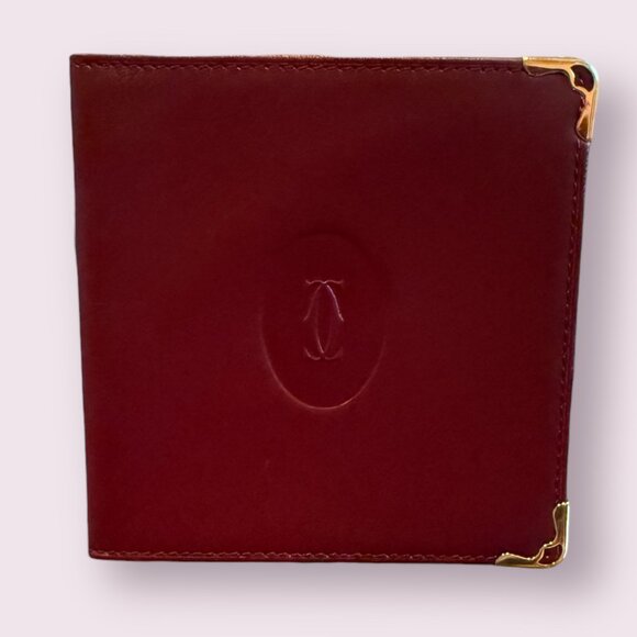 Authentic Cartier Burgundy Leather Thin Bifold WalletNWOT